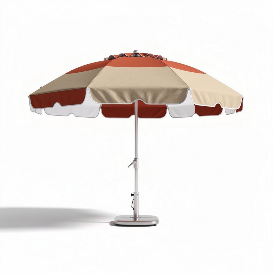 Parasol ogrodowy 150 x 150 x 250 cm w kolorze pomarańczowym i beżowym z metalową podstawą