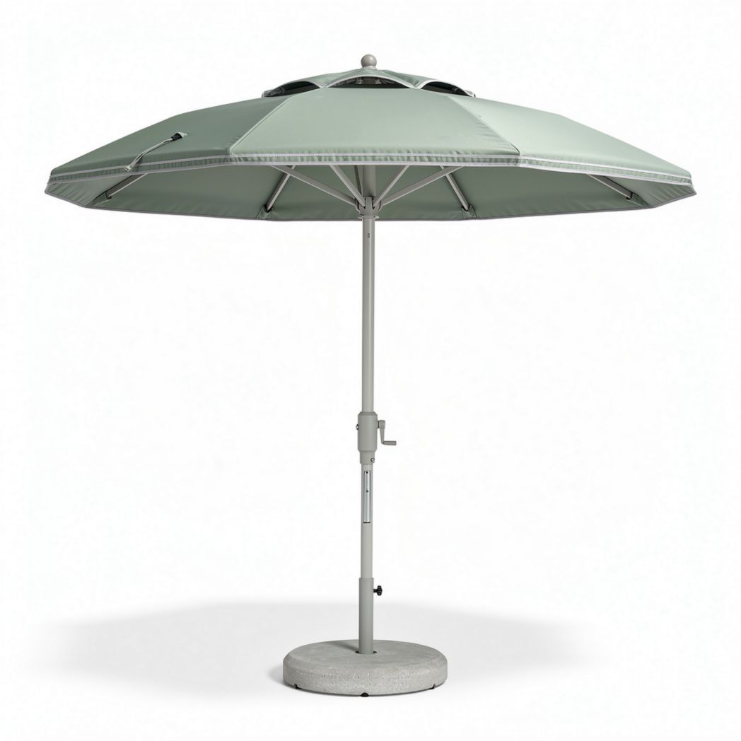 Parasol ogrodowy z regulacją 300 x 300 x 250cm szary poliester stalowa podstawa